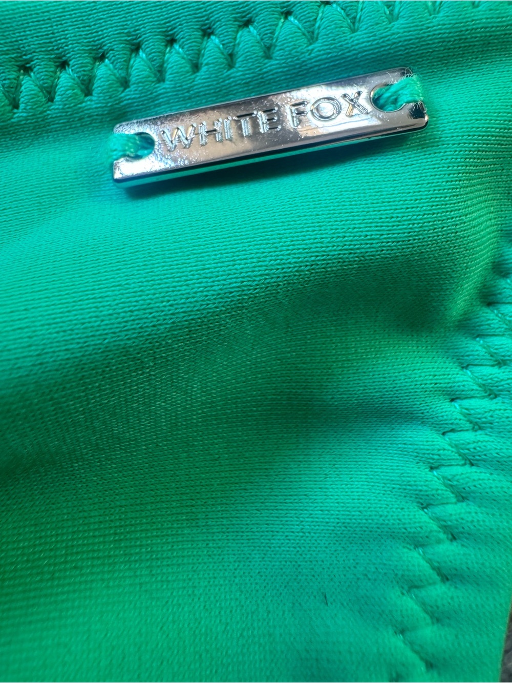 White Fox Boutique Green String Bikini with Bead Accents - Picture 3 of 5
